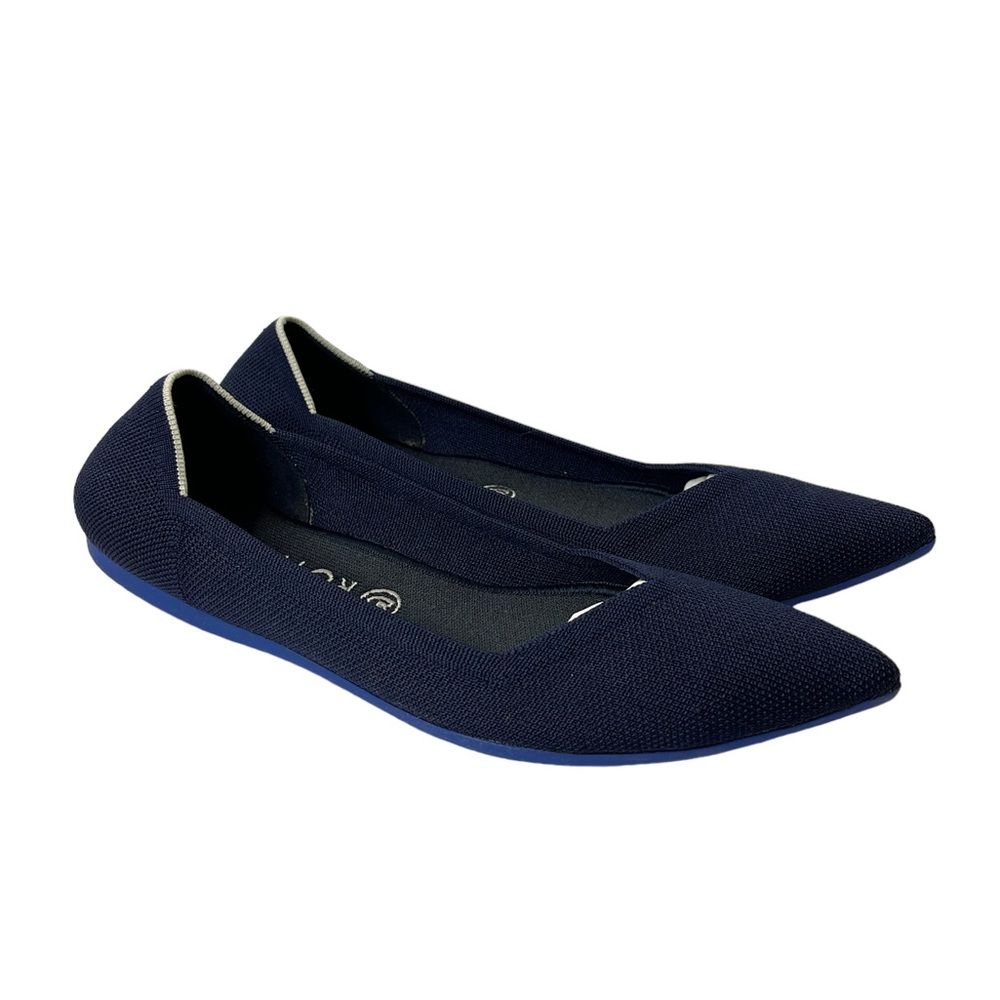 Rothy’s “The Point” Navy Blue Knit Pointed Toe Slip-on Flats Size 10.5